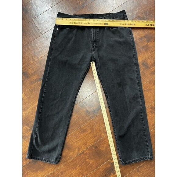 Mens Levis 505 Black Straight Leg Jeans Sz 38x29 - Picture 3 of 6